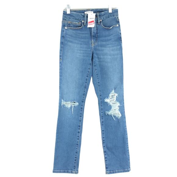 Good American Womens Size 00/24 Good Legs Stretch Skinny Jeans Distressed NEW